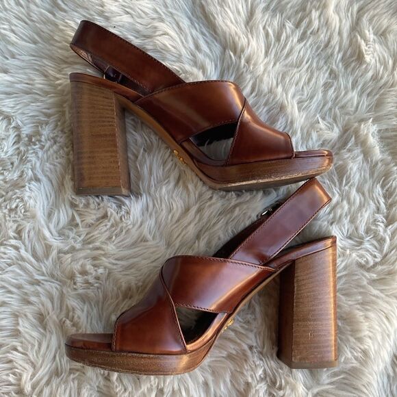 Prada Milano Brandy Leather Chunky High Heels - Picture 12 of 13